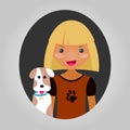 Dog lover character. Vector unisex personage for site or application. Royalty Free Stock Photo