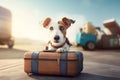 Dog luggage airport. Generate AI