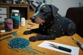 A Dog Made Of Beads On A Table. Generative AI