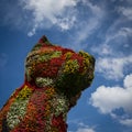 Dog made with flowers in Bilbao, Pupy near off Guggenheim museum Royalty Free Stock Photo