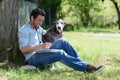 Dog and man in nature Royalty Free Stock Photo