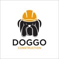 Dog mascot logo vector using a construction helmet Royalty Free Stock Photo