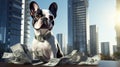 A dog and money, depicting the expenses and love Royalty Free Stock Photo