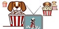 Dog movie night popcorn Dalmation vector graphics illustration Royalty Free Stock Photo
