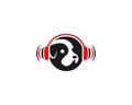 Dog Music And Records Logo With Headphone Concept Royalty Free Stock Photo