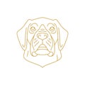 Dog muzzle golden line art monochrome icon vector puppy doggy domestic animal canine pet