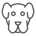 Dog muzzle line icon. Minimal domestic animal face symbol, puppy head shape. Animals vector design concept, outline