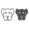 Dog muzzle line and solid icon. Minimal domestic animal face symbol, puppy head shape. Animals vector design concept