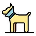 Dog with a neck brace icon color outline vector