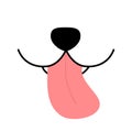 Dog nose. Pink tongue out. happy square face head icon. Contour line silhouette. Funny baby pooch. Cute cartoon puppy character. Royalty Free Stock Photo