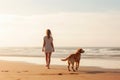 Dog Obedience Training at the Beach. Royalty Free Stock Photo