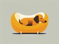 A dog obediently lounging in its bed symbolizing compliance to its owner. Art concept. AI generation