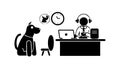 Dog in Office with Person. Pet Friendly Work Environment and Remote Collaboration Vector, vector design Generative AI Royalty Free Stock Photo