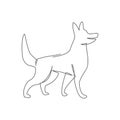 Dog One line drawing on white background