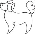 Dog one liner. Abstract doggy one line art, continuous line drawing. Minimalist art style. Vector.