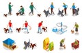 Dog Ordinary Life Isometric Icons