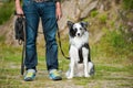 Man with a border collie dog