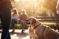 Dog owners enjoying a relaxing day with their furry friends in the city park