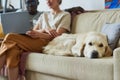 Dog with owners at home