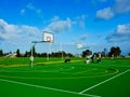 Dog Owners Socialising on Outdoor Basketball Court, Vaucluse, Sydney, Australia