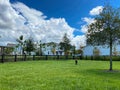 A dog park in a suburban neighborhood in Laureate Park