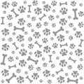 Dog paw. Dog bones seamless pattern. Pattern with traces. Royalty Free Stock Photo
