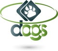 Dog paw and circle, dog and animal keeper logo