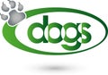 Dog paw and circle, dogs and keeper logo