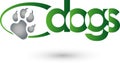 Dog paw and circle, dogs and keeper logo