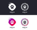 Dog paw with clutches sign icon. Pets symbol. Vector