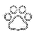 Dog paw footprint icon rope lasso logo vector french bulldog cartoon symbol character illustration design