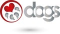 Dog paw and heart, dogs and keeper logo