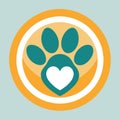 A dog paw with a heart symbol inside, representing love and connection, ideal for a pet adoption agencys logo, A symbol for a pet Royalty Free Stock Photo