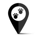 Dog paw print icon on location pin. Vector illustration. EPS 10. Royalty Free Stock Photo