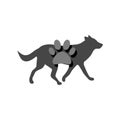 Dog with paw print logo icon Royalty Free Stock Photo