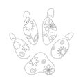 Dog paw prints with flowers Royalty Free Stock Photo