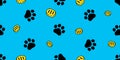 dog paw seamless pattern cat footprint vector gold coin pet puppy kitten bear cartoon doodle Royalty Free Stock Photo