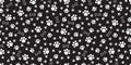 Dog Paw Seamless pattern vector bone isolated puppy cat repeat wallpaper tile background illustration black