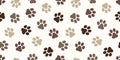 Dog Paw Seamless Pattern vector Cat paw foot print isolated wallpaper background backdrop brown Royalty Free Stock Photo