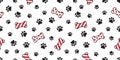 Dog paw seamless pattern vector Christmas Santa Claus Xmas dog bone french bulldog tile background scarf isolated illustration car Royalty Free Stock Photo