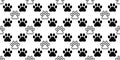 Dog Paw seamless pattern vector footprint heart valentine cat kitten puppy bear scarf isolated cartoon repeat wallpaper tile backg