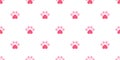 Dog Paw seamless pattern vector footprint heart valentine kitten puppy tile background repeat wallpaper isolated illustration pink