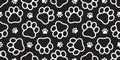 Dog Paw seamless pattern vector footprint kitten puppy tile cartoon background isolated repeat wallpaper illustration black