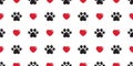 Dog Paw seamless pattern vector heart valentine french bulldog footprint cartoon tile background repeat wallpaper scarf isolated i