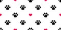 Dog Paw Seamless pattern vector heart valentine isolated Cat Paw red puppy kitten icon foot print wallpaper tile background illust Royalty Free Stock Photo