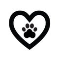 Dog paw sign icon in heart1