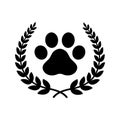 Dog paw vector footprint icon Laurel Wreath cat pet french bulldog puppy cartoon symbol character illustration design