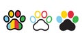 Dog paw vector icon footprint rainbow colorful logo french bulldog cartoon symbol character illustration doodle design clip art Royalty Free Stock Photo
