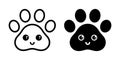 Dog paw vector icon footprint smile face emoticon french bulldog cartoon symbol character illustration doodle design Royalty Free Stock Photo