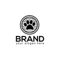 Dog paws logo vector. Flat logo design. Royalty Free Stock Photo